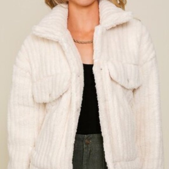 Timing Jackets & Coats Timing White Ribbed Teddy Jacket Poshmark
